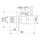 ZOCZ 1/2x1/2 kerek sarokszelep fekete