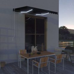   Antracit szélérzékelős és LED-es behúzható napellenző 300x250cm